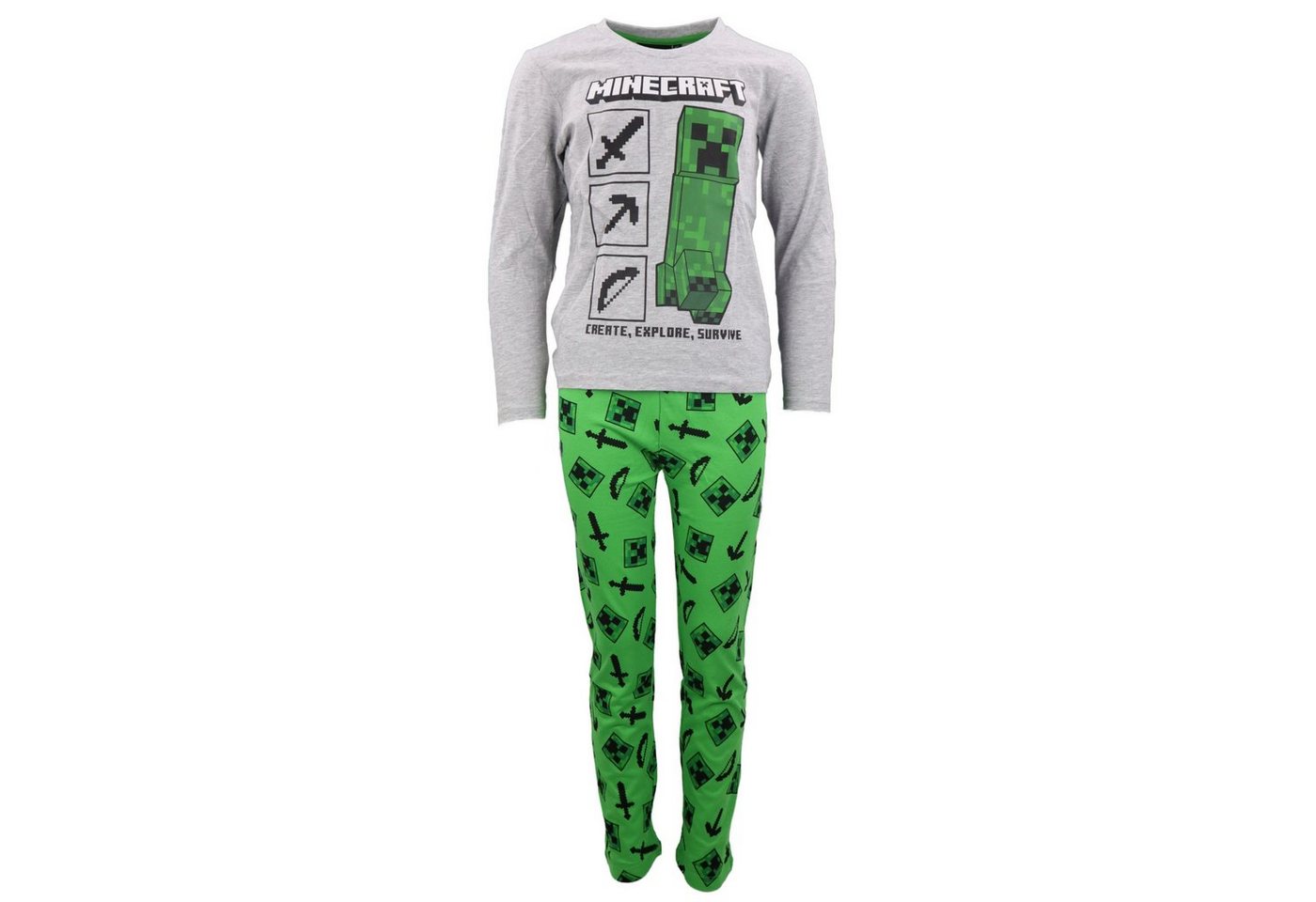 Minecraft Schlafanzug Minecraft Creeper Zombie Jungen Kinder Pyjama Gr. 128 bis 152 von Minecraft