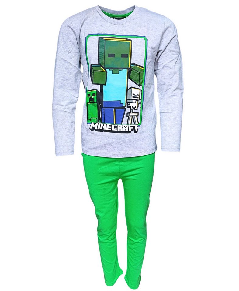 Minecraft Schlafanzug Zombie Steve (2 tlg) Kinder Pyjama langarm Gr. 128 - 152 cm von Minecraft