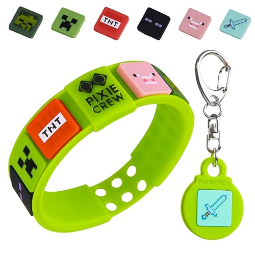 Minecraft Armband Schlüsselanhänger Kinder - Kinder Schlüsselanhänger Set - Gamer Geschenke (Grün - Armband- und Schlüsselanhänger-Set) von Minecraft