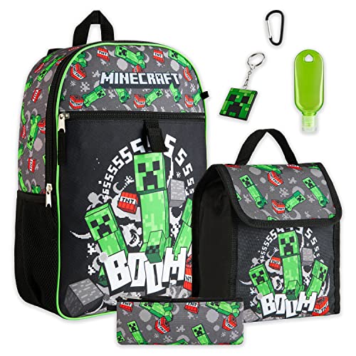 Minecraft Rucksack Kinder Schulranzen Set mit Lunchtasche und Federmäppchen, Mehrfarbig, Einheitsgröße, Schulranzen-Set von Minecraft