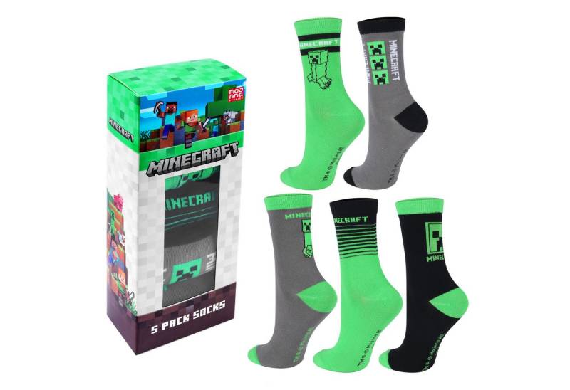 Minecraft Socken Minecraft 5er oder 3er Jungen Socken Strümpfe in Geschenkverpackung (5-Paar) von Minecraft