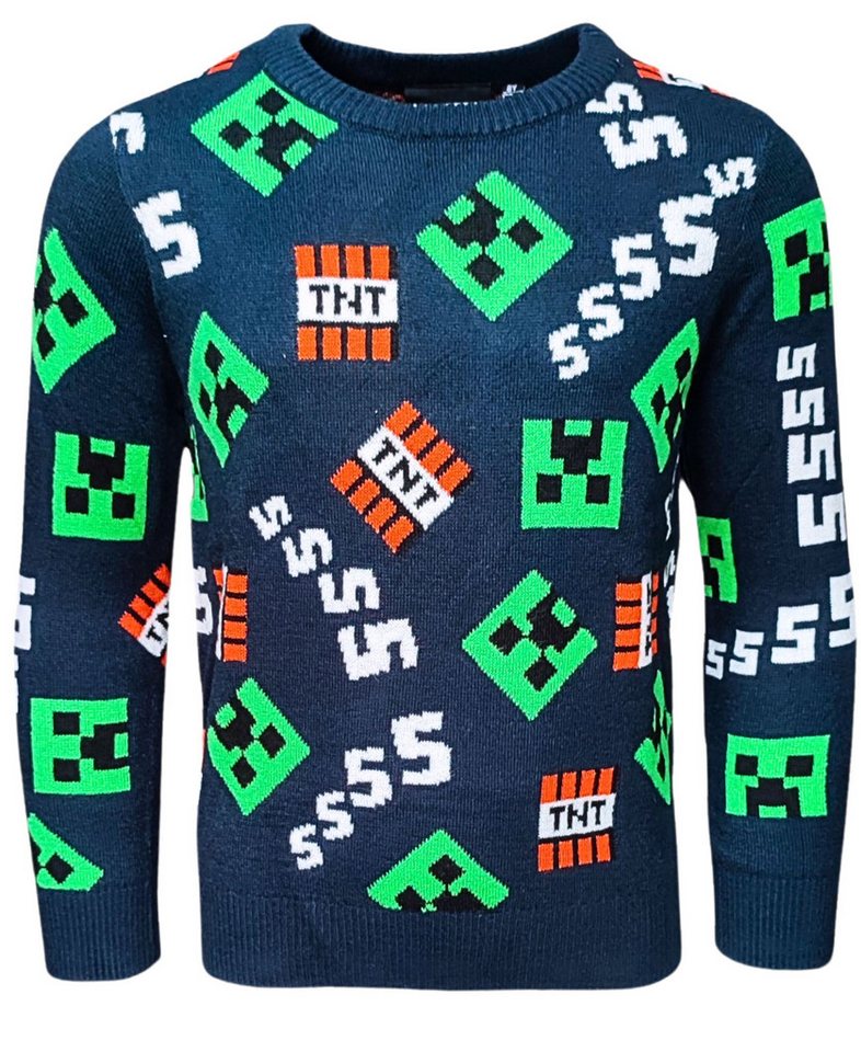 Minecraft Strickpullover Creeper & TNT Jungen Pullover Größe 116-152 cm von Minecraft