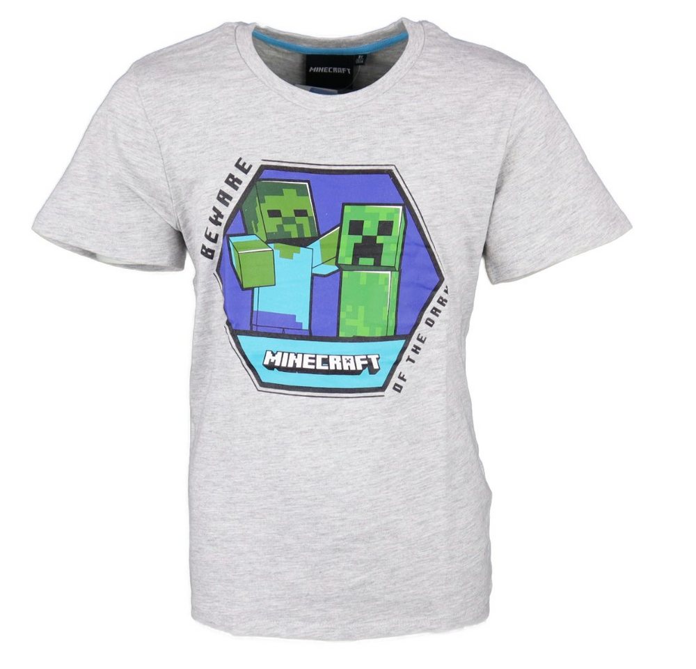 Minecraft T-Shirt Creeper Zombie Kinder Jungen Shirt Gr. 116 bis 152, in Grau von Minecraft