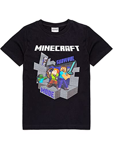 Minecraft T-Shirt Jungen Alex Steve Sword Black Spiel Kurzarm Top 13-14 Jahre von Minecraft