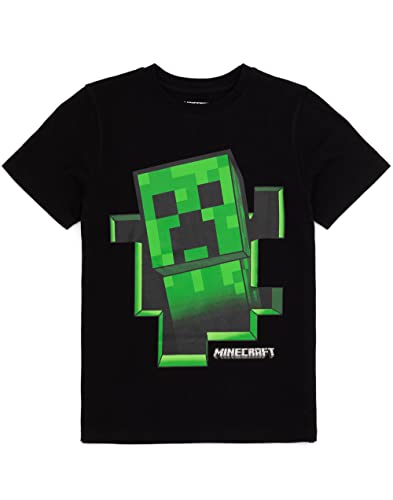 Minecraft T-Shirt Jungen Creeper Innerhalb Schwarzer Kurzarm-Gamer-Top 13-14 Jahre von Minecraft