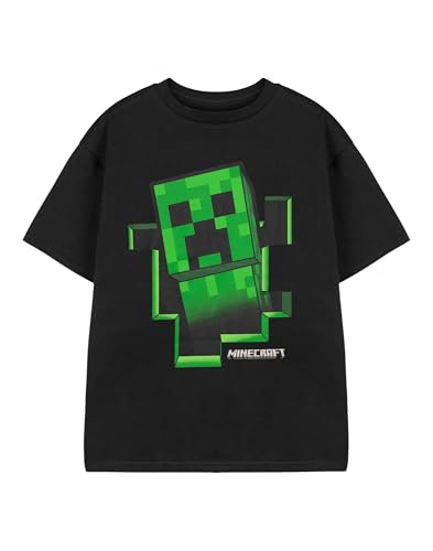 Minecraft T-Shirt Jungen Creeper Innerhalb Schwarzer Kurzarm-Gamer-Top 13-14 Jahre von Minecraft