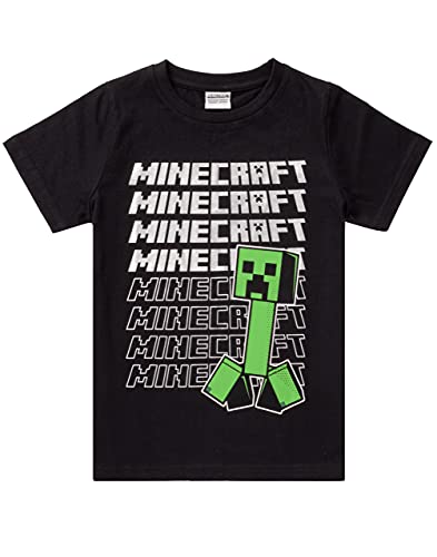 Minecraft T-Shirt Jungen Creeper Kurzarm Schwarzes Spiel Top 13-14 Jahre von Minecraft