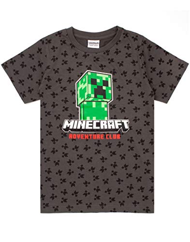 Minecraft T-Shirt Jungen Kids Creeper Kurzarm Graue Top-Ware 8-9 Jahre von Minecraft