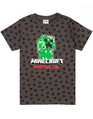 Minecraft T-Shirt Jungen Kids Creeper Kurzarm Graue Top-Ware 10-11 Jahre von Minecraft