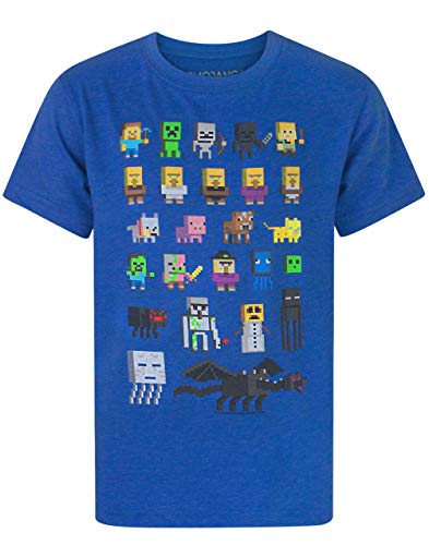 Minecraft T-Shirt Jungen Kinder Sprites Zeichen Kurzarm Blaue Oberseite 11-12 Jahre von Minecraft