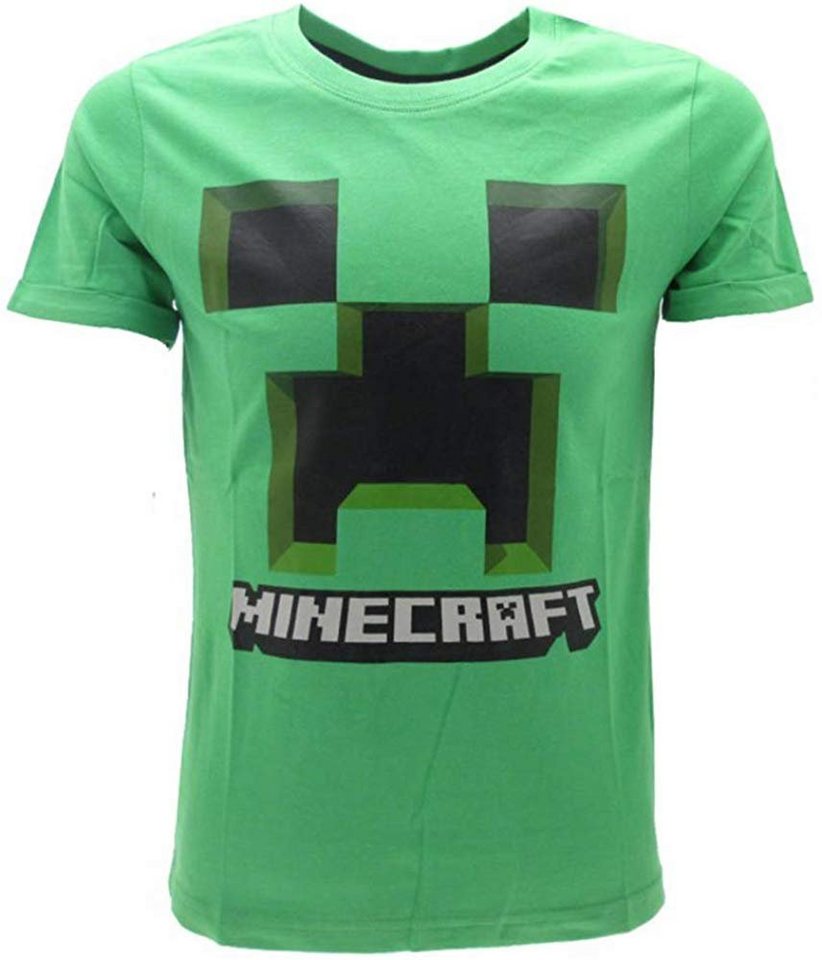 Minecraft T-Shirt MINECRAFT T-SHIRT green Pixel Logo Kindershirt Gr.116 128 140 152 Jungen + Mädchen 6 8 10 12 Jahre von Minecraft