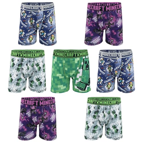 Minecraft Ultimate Gamer Jungen Boxershorts, 7 weiche Paare mit Coolcraft Tech, Größen 37-40, 7er-Pack, Sportliche Boxershorts, 7 Stück, 4 von Minecraft