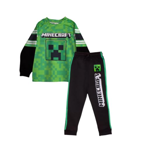 Minecraft Videospiel-Set, 2-teilig, langärmliges Aktiv-Mesh-T-Shirt und Hose, 2er-Pack, Grün , 8 von Minecraft
