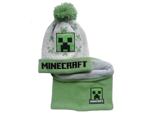 Minecraft Winterset Mütze und Schal (grün, 52) von Minecraft