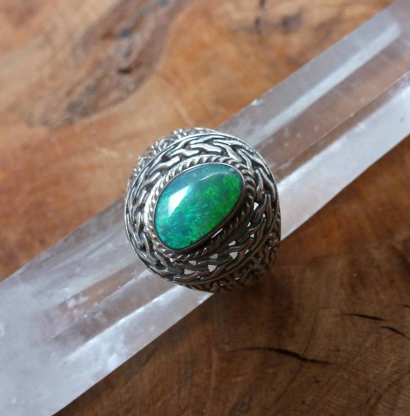 sterling Silber Opal Ring Handgemachtes Fair Trade Siegel sterling Silber Opal Ring Handgemachtes Fair Trade Siegel von Mineraliaboutique