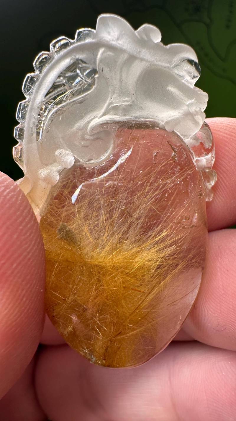 Goldrutil/Rutilquarz Rutil Quarz Schnitzerei Gemme Figur | Drache, Anhänger Edelstein Kristall Mineralien Schmuck von MineralienVitrine2