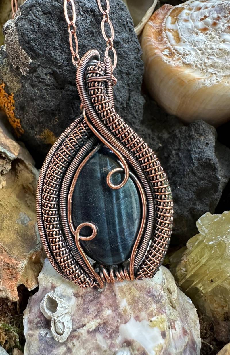 Premium Labradorit Cabochon Anhänger/Kristall Edelstein Mineralien Heilstein Kupfer Makramee Draht Schmuck Mit Kette von MineralienVitrine2