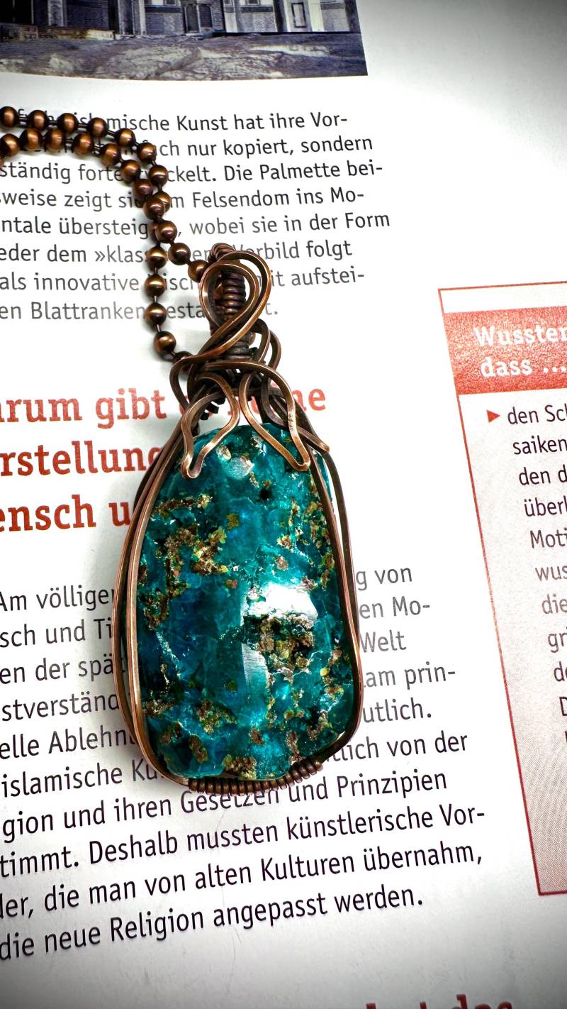Seltener Premium Dioptase Kristall Cabochon Anhänger Aus Namibia/Edelstein Mineralien Heilstein Kupfer Makramee Draht Schmuck Mit Kette von MineralienVitrine2