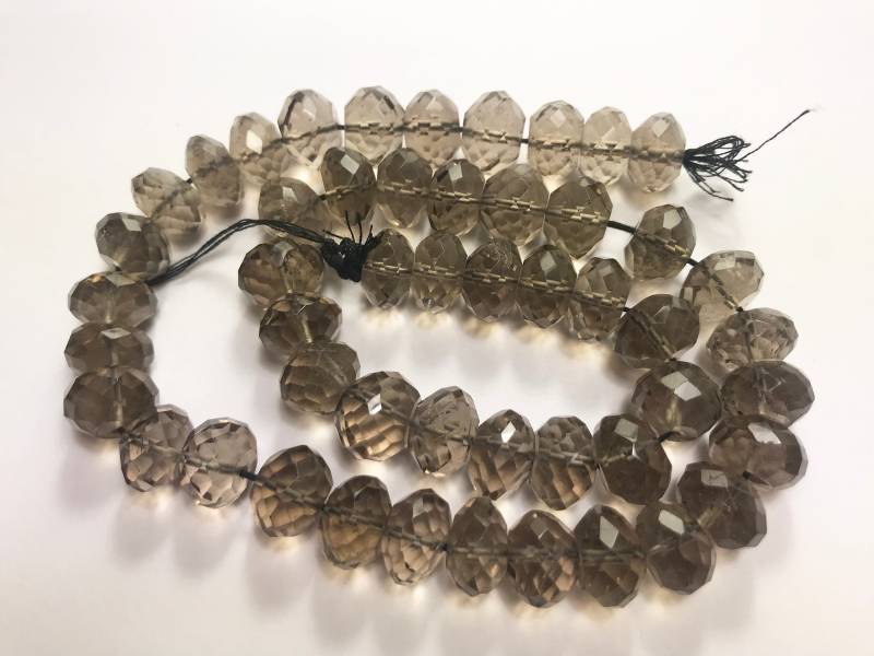 16 "Natural Gem Qualität Smoky Quarz Facettierte Rundellen Perlen von Mines2Markets