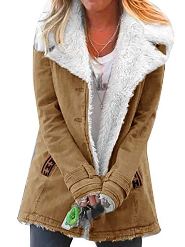 Damen Winterjacke Warm Verdicken Mantel Mit Plüsch Wintermantel Lange Daunenjacke Jacke Outwear Winter Warm Trenchcoat mit Tasche Khaki 36 Damen Winterjacke Warm Verdicken Mantel Mit Plüsch Wintermantel Lange Daunenjacke Jacke Outwear Winter Warm Trenchcoat mit Tasche Khaki 36 von Minetom