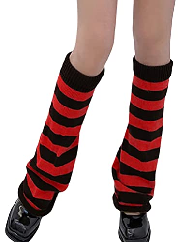 Minetom 1 Paar Stulpen Damen Lolita Stulpen Leg Warmers Beinwärmer Winter Beinstulpen Stricken Legwarmers Gothic Stiefel Boot Abdeckung Für Studenten Mädchen D Rot Einheitsgröße von Minetom