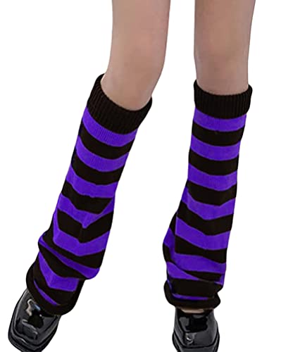 Minetom 1 Paar Stulpen Damen Lolita Stulpen Leg Warmers Beinwärmer Winter Beinstulpen Stricken Legwarmers Gothic Stiefel Boot Abdeckung Für Studenten Mädchen D Violett Einheitsgröße von Minetom