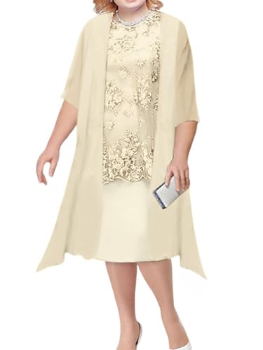 Minetom Abendkleider Damen Spitzenkleid Cocktailkleid Festliche Brautjungfernkleider Für Hochzeit Knielang Abendkleider Spitzen Ärmellos Damenkleider Tüll Boleros D Gelb XXL von Minetom