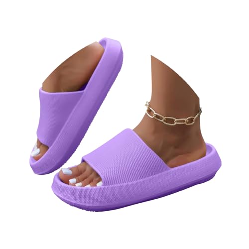 Minetom Badeschuhe Herren Damen Slippers Wolke Schlappen Super Weich rutschfest Badelatschen Hausschuhe Sommer Pantoletten Badeschlappen Flip Flops A Violett 38/39 EU von Minetom