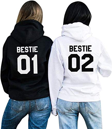 Minetom Best Friends Damen Sister Pullover Hoodie Für Zwei Mädchen Beste Freunde BFF A Bestie Weiß 02 38 von Minetom