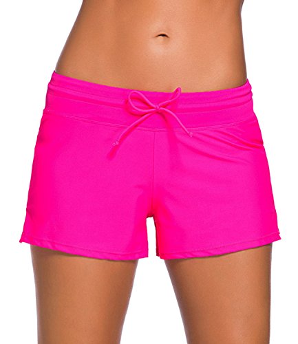 Minetom Bikini Damen Badeshorts Schwimmen Bikinihose Wassersport Schwimmshorts Boardshorts Badehose Sport Swim Shorts Rosa DE 40 von Minetom