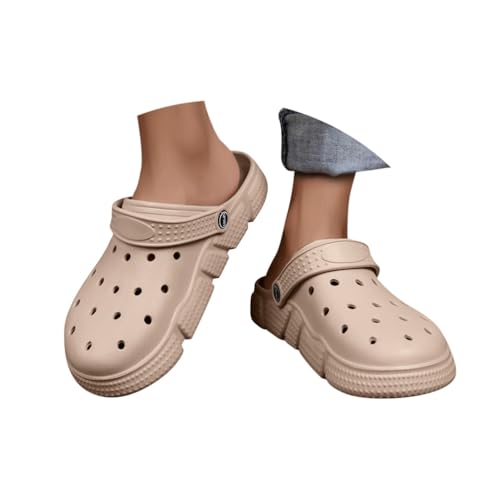 Minetom Clogs Hausschuhe Herren Damen Sommer Hohl Latschen Atmungsaktiv Unisex Gartenschuhe Badeschuhe Strand Pantoffeln Slippers A Khaki 40 EU von Minetom