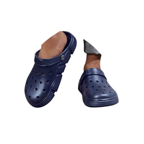 Minetom Clogs Hausschuhe Herren Damen Sommer Hohl Latschen Atmungsaktiv Unisex Gartenschuhe Badeschuhe Strand Pantoffeln Slippers A Marine 48 EU von Minetom