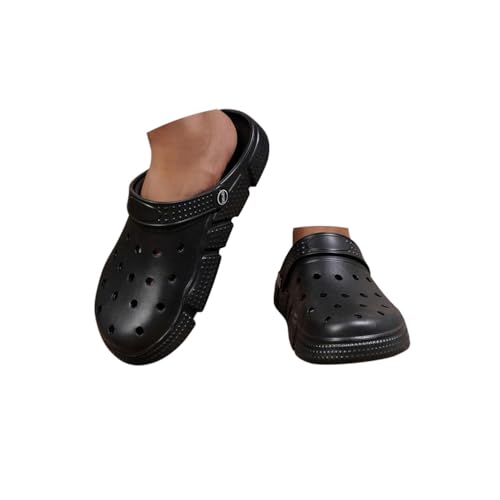 Minetom Clogs Hausschuhe Herren Damen Sommer Hohl Latschen Atmungsaktiv Unisex Gartenschuhe Badeschuhe Strand Pantoffeln Slippers A Schwarz 47 EU von Minetom