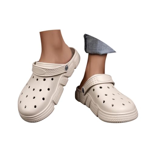Minetom Clogs Hausschuhe Herren Damen Sommer Hohl Latschen Atmungsaktiv Unisex Gartenschuhe Badeschuhe Strand Pantoffeln Slippers A Weiß 45 EU von Minetom
