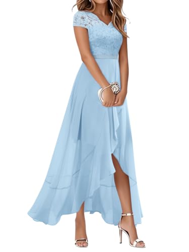 Minetom Cocktailkleid Damen Abendkleider Elegant Für Hochzeit Spitzenkleid Chiffon Hi-Lo Kleid Brautjunferkleid Partykleid Abschlusskleid Lang Ballkleid A Hellblau XL Minetom Cocktailkleid Damen Abendkleider Elegant Für Hochzeit Spitzenkleid Chiffon Hi-Lo Kleid Brautjunferkleid Partykleid Abschlusskleid Lang Ballkleid A Hellblau XL von Minetom