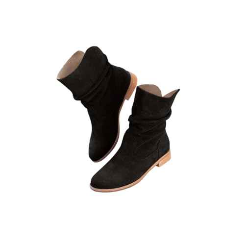 Minetom Cowboystiefel Damen Stiefeletten Wildleder Kurzstiefel Blockabsatz Ankle Boots Westernstiefel Schlupfschuhe A1 Schwarz 42 EU Minetom Cowboystiefel Damen Stiefeletten Wildleder Kurzstiefel Blockabsatz Ankle Boots Westernstiefel Schlupfschuhe A1 Schwarz 42 EU von Minetom