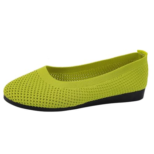Minetom Damen Ballerina Slip On Schuhe Casual Stricken Ballerinas Bequem Weich Sportlich Flache Schuhe Runde Zehe Komfort Flats Schuhe A Grün 37 EU von Minetom