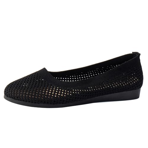 Minetom Damen Ballerina Slip On Schuhe Casual Stricken Ballerinas Bequem Weich Sportlich Flache Schuhe Runde Zehe Komfort Flats Schuhe A Schwarz 39 EU von Minetom