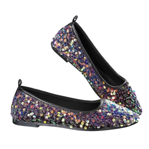 Minetom Damen Ballerinas Elegant Glänzende Pailletten Flache Ballerinas Spitze Zehe Glitzer Bequeme Party Hochzeit Flats Schuhe A Mehrfarbig 40 EU von Minetom