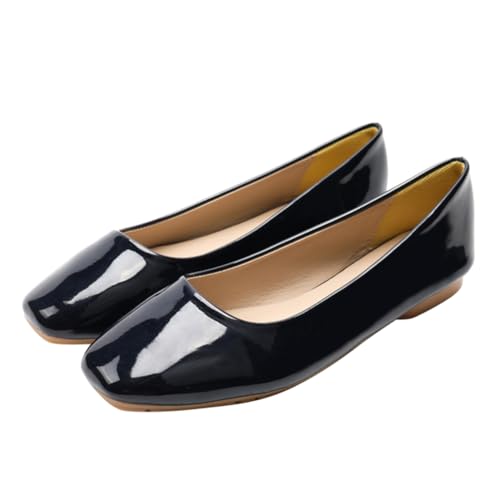 Minetom Damen Ballerinas Quadratische Zehe Pumps Business Büro Flache Schuhe Elegant Bequem Hochzeit Abend Party Braut Schuhe A1 Blau 37 EU von Minetom