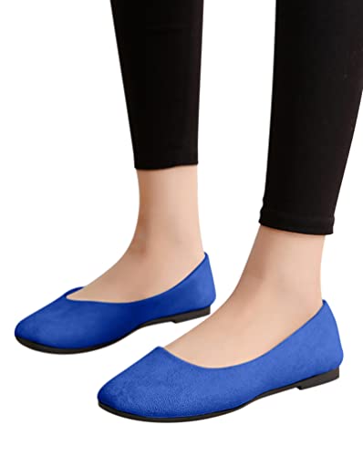 Minetom Damen Ballerinas Slip On Leichte Atmungsaktiv Freizeitschuhe Halbschuhe Slippers Frauen Bequeme Businessschuhe Büro Flache Schuhe Blau 39 EU von Minetom