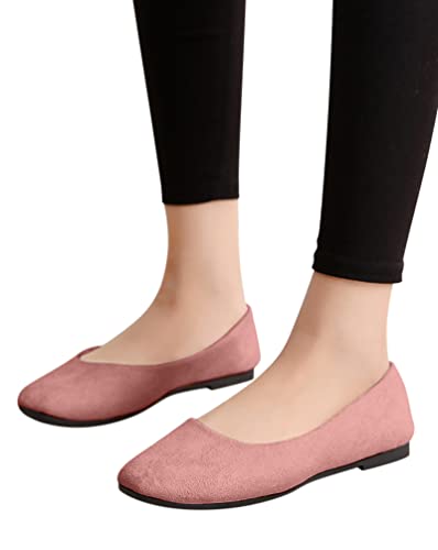 Minetom Damen Ballerinas Slip On Leichte Atmungsaktiv Freizeitschuhe Halbschuhe Slippers Frauen Bequeme Businessschuhe Büro Flache Schuhe Rosa 41 EU von Minetom