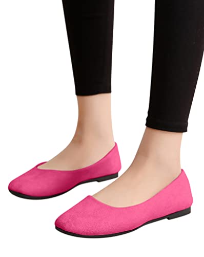 Minetom Damen Ballerinas Slip On Leichte Atmungsaktiv Freizeitschuhe Halbschuhe Slippers Frauen Bequeme Businessschuhe Büro Flache Schuhe Rose 37 EU von Minetom