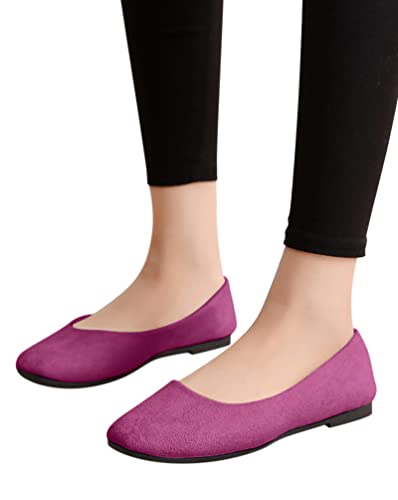 Minetom Damen Ballerinas Slip On Leichte Atmungsaktiv Freizeitschuhe Halbschuhe Slippers Frauen Bequeme Businessschuhe Büro Flache Schuhe Violett 42 EU von Minetom