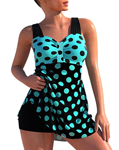 Minetom Damen Bauchweg Bademode Tankini Set Zweiteilig Push Up Badeanzug Strand Schwimmanzug Swimwear Bikini Badekleid Shorts B Schwarz 3XL von Minetom