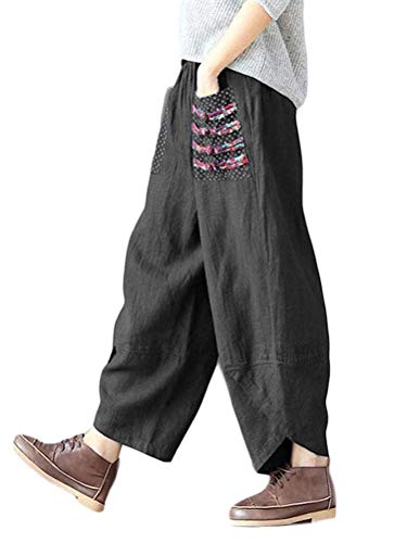 Minetom Damen Beiläufige Leinen Weite Beinhose Lose Patchwork Haremshose Baggy Lange Hose Gummizug Lässig Locker Leinenhose Freizeithose Hosenrock Schwarz XXL Minetom Damen Beiläufige Leinen Weite Beinhose Lose Patchwork Haremshose Baggy Lange Hose Gummizug Lässig Locker Leinenhose Freizeithose Hosenrock Schwarz XXL von Minetom