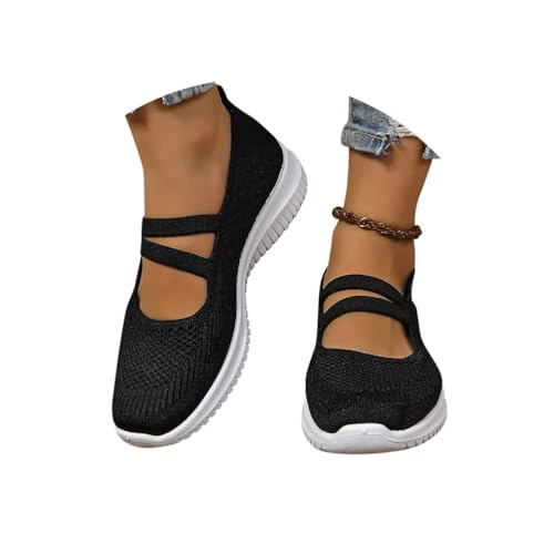 Minetom Damen Bequem Slip On Sneakers Mesh Leichte Atmungsaktiv Freizeitschuhe Sportschuhe Turnschuhe Walking Schuhe Outdoor Fitness A Schwarz 38 EU von Minetom