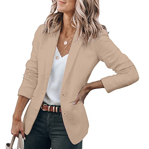 Minetom Damen Blazer Elegant Dünn Langarm Revers Blazerjacke Slim Fit Einfarbig Lässige Vintage Trenchcoat Mantel Geschäft Büro Jacke Longblazer mit Tasche C Khaki M Minetom Damen Blazer Elegant Dünn Langarm Revers Blazerjacke Slim Fit Einfarbig Lässige Vintage Trenchcoat Mantel Geschäft Büro Jacke Longblazer mit Tasche C Khaki M von Minetom