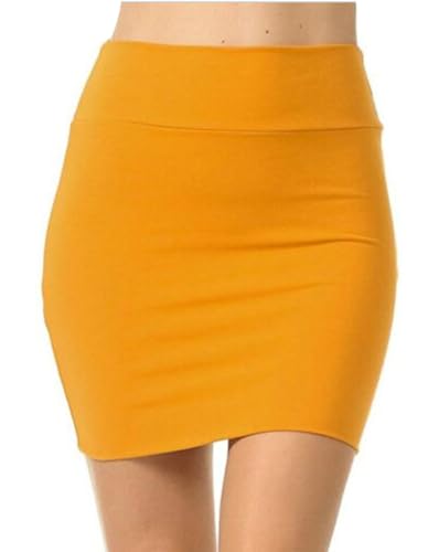 Minetom Damen Bleistiftrock Schlanke Röcke Kurzer Rock Bodycon Büro Business Rock Hohe Taille Slim Fit Stretch Minirock B Gelb L von Minetom