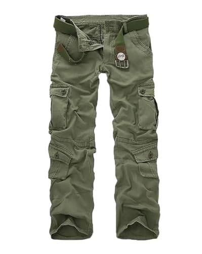 Minetom Damen Cargo Hose Multi Taschen Wanderhose Workwear Reißverschluss Armee Militär Outdoorhose Relaxed-Fit Trekkinghose Cargohose Jogginghose Sporthose A Hellgrün M von Minetom